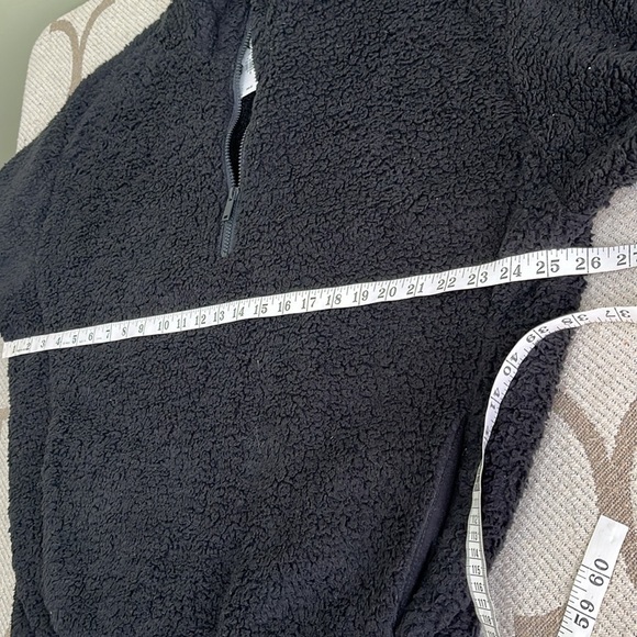 Express faux fur sherpa black popover 1/4 zip cozy oversized sweatshirt jacket - Picture 8 of 13